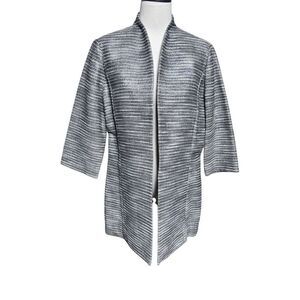 MISOOK Open Front Textured Striped Metallic Duster Cardigan Jacket M